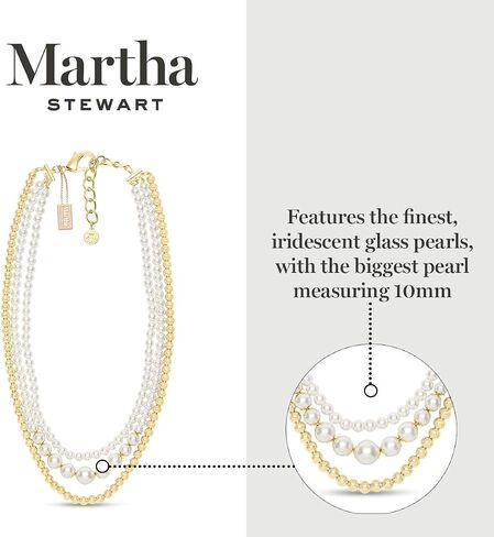 Martha Stewart Three Strand Pearl and Ball Necklace In Gold For Women in Kuwait