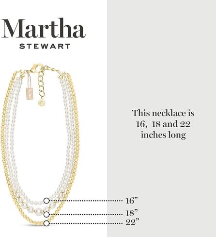Martha Stewart Three Strand Pearl and Ball Necklace In Gold For Women in Kuwait