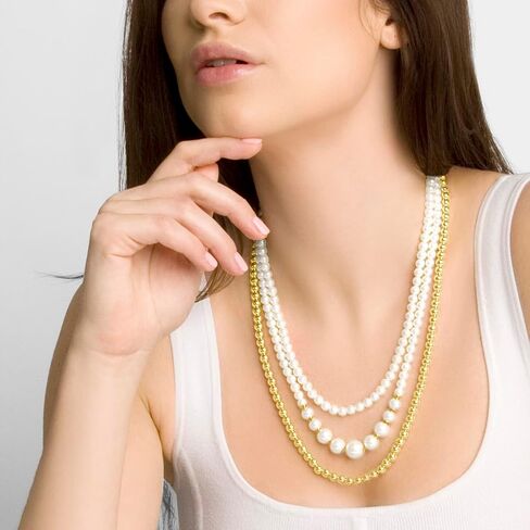 Martha Stewart Three Strand Pearl and Ball Necklace In Gold For Women in Kuwait