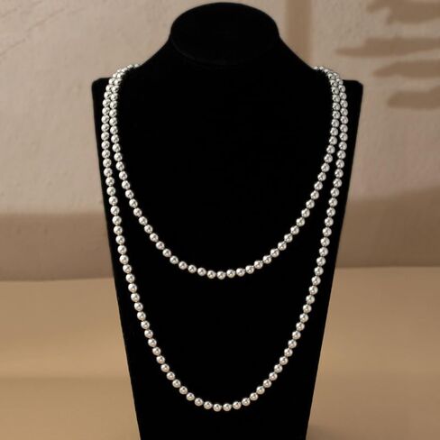 Long Pearl Necklaces for Women Pearl Necklace Chunky Bead Layered Pearl Necklace Faux Pearl Dangle Necklace Wedding Bridal 1920s Costume Jewelry Gifts in Saudi Arabia