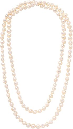 QIDIAN Freshwater Pearl Necklace Multi-layer necklace sweater chain 7mm/0.27inch pearls in Saudi Arabia
