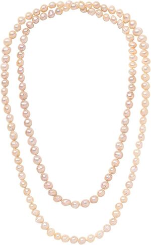 QIDIAN Freshwater Pearl Necklace Multi-layer necklace sweater chain 7mm/0.27inch pearls in Saudi Arabia