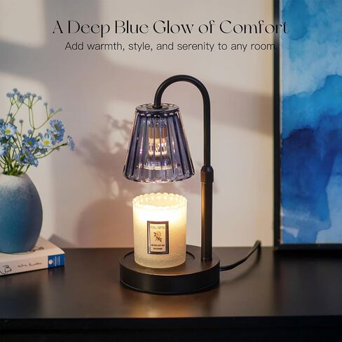 Candeldo Candle Warmer Lamp with Timer: Navy Blue Candle Warming Lamp with 2 Bulbs Height Adjustable Wax Melt Dimmable Home Decor Mom Birthday Gift for Women in Saudi Arabia