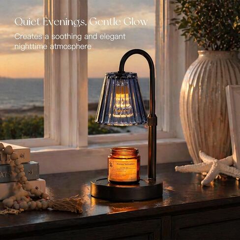 Candeldo Candle Warmer Lamp with Timer: Navy Blue Candle Warming Lamp with 2 Bulbs Height Adjustable Wax Melt Dimmable Home Decor Mom Birthday Gift for Women in Saudi Arabia