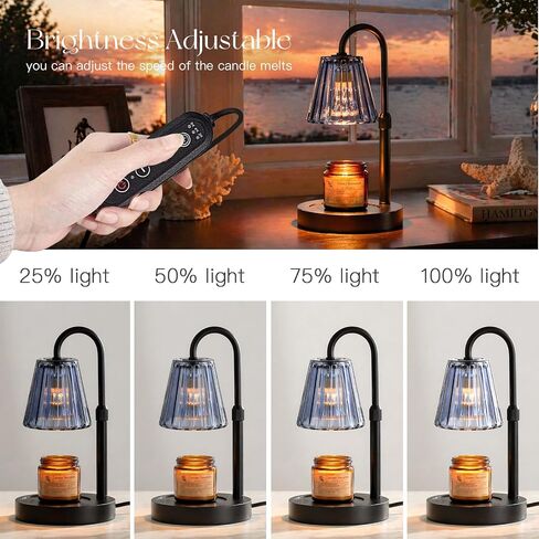 Candeldo Candle Warmer Lamp with Timer: Navy Blue Candle Warming Lamp with 2 Bulbs Height Adjustable Wax Melt Dimmable Home Decor Mom Birthday Gift for Women in Saudi Arabia