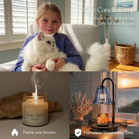 Candeldo Candle Warmer Lamp with Timer: Navy Blue Candle Warming Lamp with 2 Bulbs Height Adjustable Wax Melt Dimmable Home Decor Mom Birthday Gift for Women in Saudi Arabia