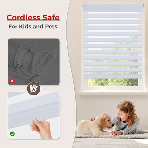 Allesin zen Cordless Zebra Blinds 35" W x 72" H White, Dual Layer Day and Night Shades, Room Darkening Blackout & UV Protection, Child & Pet Safe, Easy Install, Home Office Window Treatment in Saudi Arabia
