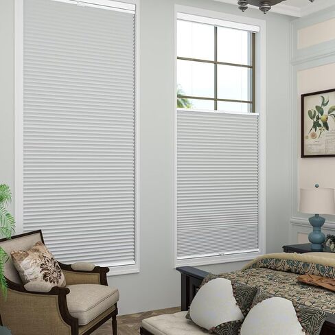 Myshade Custom 1.5 Inch No Drill No Tools Cellular Shades for Indoor Windows Top Down Bottom Up Shades Easy to Install Cordless Blinds for Home Room Darkening, 30" W * 64" H White-Blackout in Kuwait
