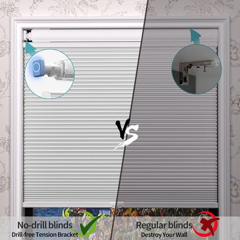 Myshade Custom 1.5 Inch No Drill No Tools Cellular Shades for Indoor Windows Top Down Bottom Up Shades Easy to Install Cordless Blinds for Home Room Darkening, 30" W * 64" H White-Blackout in Kuwait
