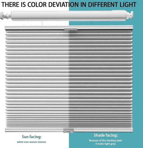 Myshade Custom 1.5 Inch No Drill No Tools Cellular Shades for Indoor Windows Top Down Bottom Up Shades Easy to Install Cordless Blinds for Home Room Darkening, 30" W * 64" H White-Blackout in Kuwait