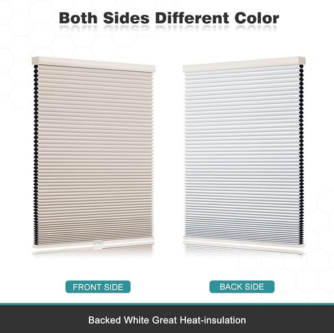Changshade Cordless Cellular Shades, Blackout Honeycomb Shades for Windows, Pull Down Pleated Blinds, Easy to Install for Indoor Windows and French Doors,35.5" W x 72" H, Beige in Saudi Arabia