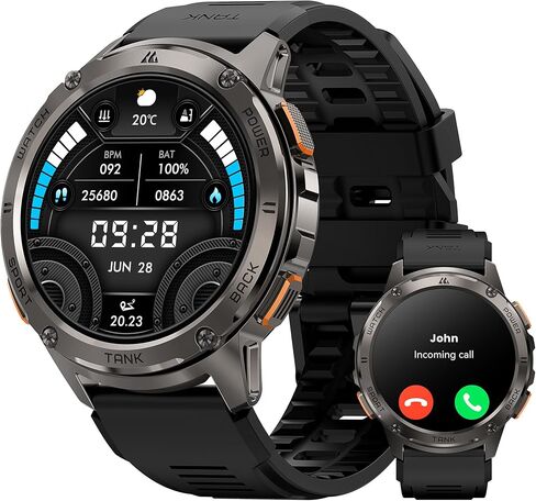AMAZTIM GPS Smart Watch for Men, 6 Satellite Positioning, Compass, Stainless Steel Body, 50M Waterproof, 60 Days Extra-Long Battery, Answer/Make Call, 1.43" AMOLED Screen, Compatible for Android iOS in Kuwait
