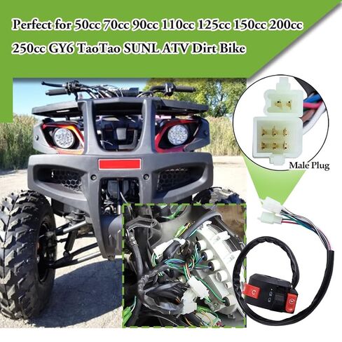 3 Function Left Starter Switch Assembly+4 Wires Ignition Switch Key with Cap Fit for 50cc 70 cc 90cc 110cc 125cc 150cc TaoTao Coolster SUNL Chinese Quad 4 Wheeler Apollo Dirt Bike Scooter ATV Parts in Saudi Arabia