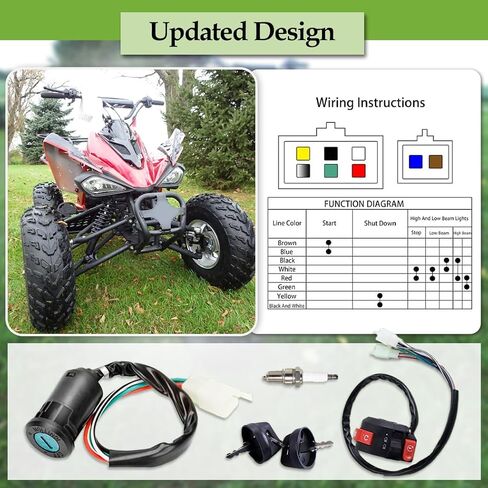 3 Function Left Starter Switch Assembly+4 Wires Ignition Switch Key with Cap Fit for 50cc 70 cc 90cc 110cc 125cc 150cc TaoTao Coolster SUNL Chinese Quad 4 Wheeler Apollo Dirt Bike Scooter ATV Parts in Saudi Arabia