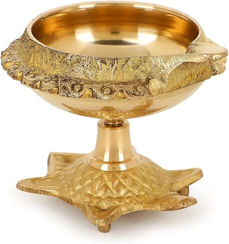 Zap impex Traditional Brass Oil Lamp Brass Deep Diya Indian Oil Lamp Diwali Puja Lamp Kuber Tortoise Diya (4) in Saudi Arabia