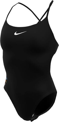بدلة سباحة نسائية من Nike HydraStrong Charm Multi GFX Crossback قطعة واحدة باللون الأسود، 36 in Kuwait