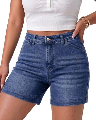 Vetinee Jean Shorts Womens Trendy High Waisted Stretchy Denim Shorts Mid Thigh 5 Inch Inseam Casual Summer Jorts 2026 in Saudi Arabia