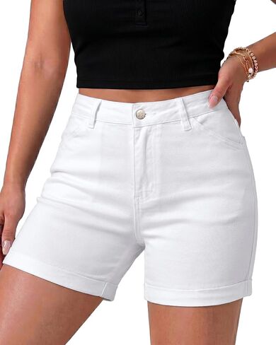 Vetinee Jean Shorts Womens Trendy High Waisted Stretchy Denim Shorts Mid Thigh 5 Inch Inseam Casual Summer Jorts 2026 in Saudi Arabia
