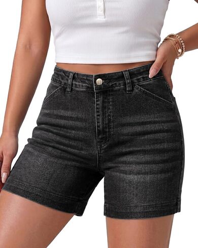 Vetinee Jean Shorts Womens Trendy High Waisted Stretchy Denim Shorts Mid Thigh 5 Inch Inseam Casual Summer Jorts 2026 in Saudi Arabia