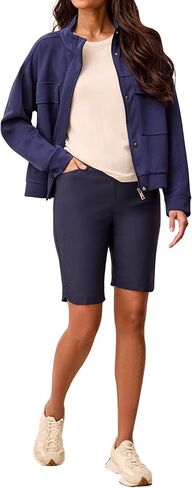 Tribal Women's Pull-on Short Bermuda Short with Snap Slits and Flatten It Tummy Control in Kuwait