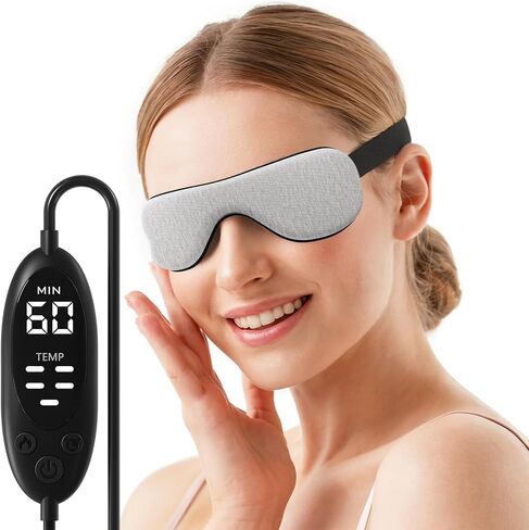 Heated Eye Mask – Warm Compress for Dry Eyes, USB Electric Heating Pad for Stye & Chalazion Eye Treatment, Eye Sleep Mask for Dark Circles and Puffiness Relief, FSA Eligible (Gray) in Saudi Arabia