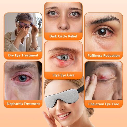 Heated Eye Mask – Warm Compress for Dry Eyes, USB Electric Heating Pad for Stye & Chalazion Eye Treatment, Eye Sleep Mask for Dark Circles and Puffiness Relief, FSA Eligible (Gray) in Saudi Arabia
