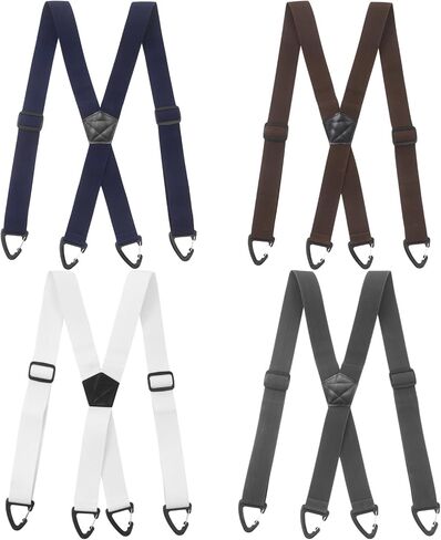 ZALIR 4 PCS Suspenders for Men, X-Back Elastic Adjustable Hiking Suspenders with 4 Carabiner Clips, Under Clothing Invisible Belt for Mountaineering, Casual Wear, Cargo Pants, Security Checks in Saudi Arabia