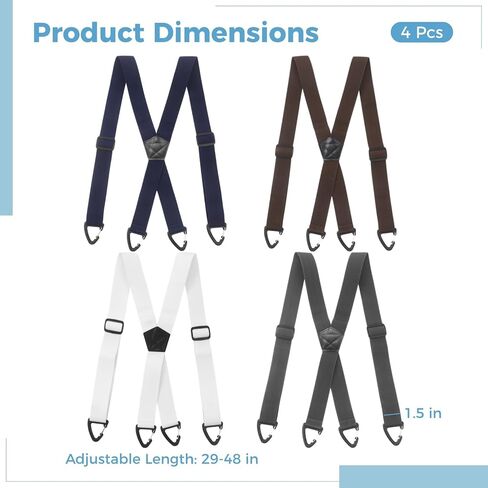 ZALIR 4 PCS Suspenders for Men, X-Back Elastic Adjustable Hiking Suspenders with 4 Carabiner Clips, Under Clothing Invisible Belt for Mountaineering, Casual Wear, Cargo Pants, Security Checks in Saudi Arabia
