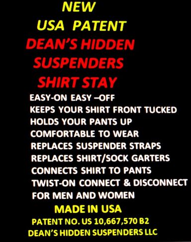 Dean's Hidden Suspenders with Twist-on Hook Suspension Disc and Nylon Transportable Loop Fastener in Saudi Arabia