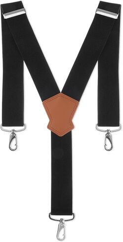Y-Back Elastic Mens Suspenders, 2"-Wide Adjustable Duty Belt Suspender with Sturdy Swivel Hook, Durable Heavy Duty Suspenders for Men, Suitable for Work or Leisure Wear in Kuwait