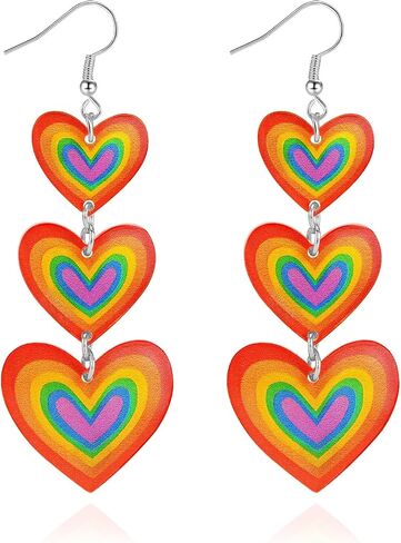 LGBTQ Rainbow Pride Earrings for Women Men Bisexual Trans Lesbian Pride Gifts Acrylic Heart Dangle Earrings Pride Jewelry Accessories in Saudi Arabia