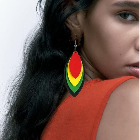 Dreuyet Juneteenth African Earrings for Women African Bohemian Multilayer Colorful Wooden Drop Earring Black History Month Earrings Ethnic Style Jewelry in Kuwait