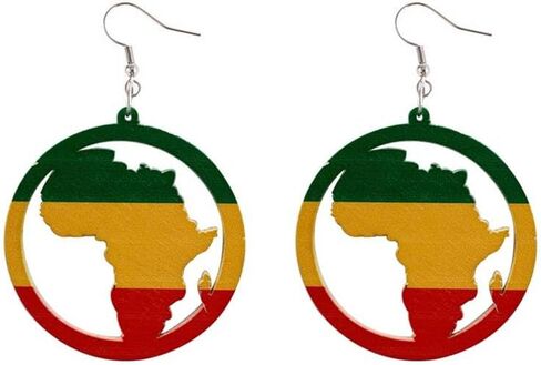 Dreuyet Juneteenth African Earrings for Women African Bohemian Multilayer Colorful Wooden Drop Earring Black History Month Earrings Ethnic Style Jewelry in Kuwait