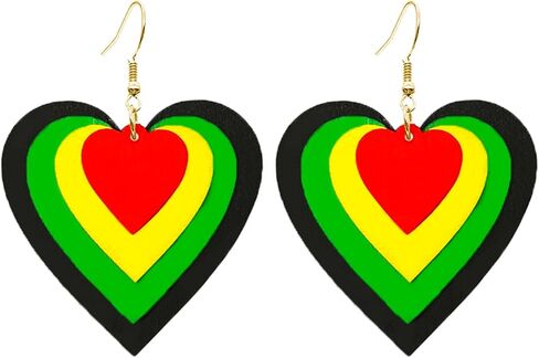 Dreuyet Juneteenth African Earrings for Women African Bohemian Multilayer Colorful Wooden Drop Earring Black History Month Earrings Ethnic Style Jewelry in Kuwait