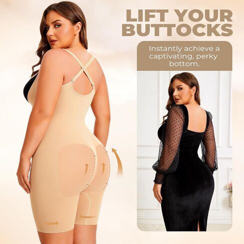 NaTen Plus Size Open Bust Shapewear Tummy Control Bodysuits for Women Seamless High Waisted Body Shaper Under Dress in Saudi Arabia