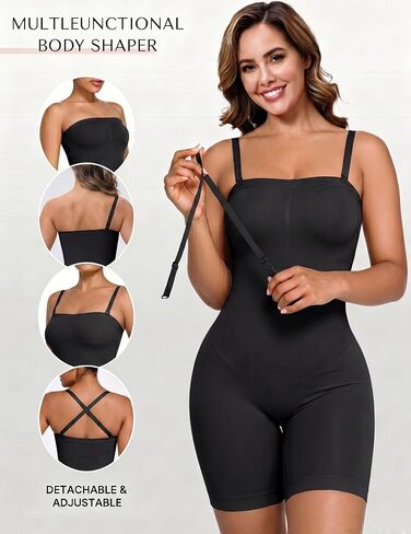 Strapless Shapewear Bodysuit for Women, Tummy Control Butt Lifter Seamless with Removable Straps for Under Dress in Kuwait