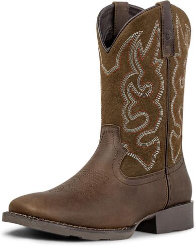 J's.o.l.e Western Mens Cowboy Boots Square Toe - Comfort & Durable Leather Boots,Wide Calf & Slip On Dress Boot for Riding,Farm Work,Country Casual in Kuwait