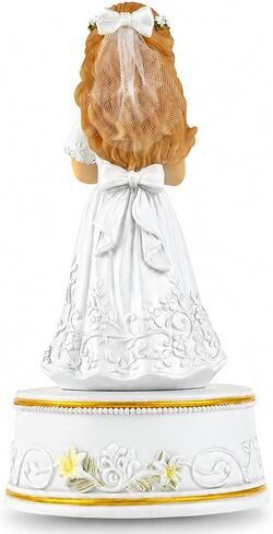 AIDLNS First Holy Communion Gifts for Girls, Plays The Lord's Prayer, Catholic Music Box Keepsake, Hand-Painted Resin White Dress Girl Figurine, Religious Collectible Decor in Saudi Arabia