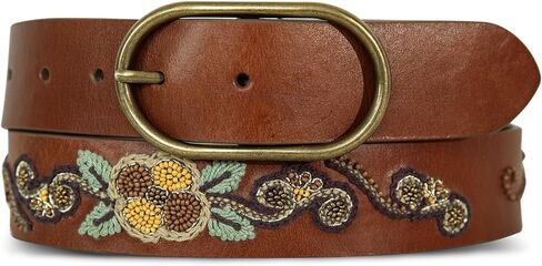 Lucky Brand Women's Embroidered Leather Belt | Stylish | Classic | Western-Inspired | American Heritage | Jean | Pant in Saudi Arabia