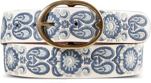 Lucky Brand Women's Embroidered Leather Belt | Stylish | Classic | Western-Inspired | American Heritage | Jean | Pant in Saudi Arabia