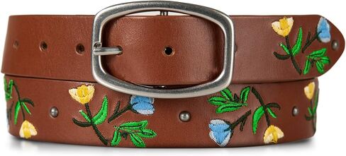 Lucky Brand Women's Embroidered Leather Belt | Stylish | Classic | Western-Inspired | American Heritage | Jean | Pant in Saudi Arabia