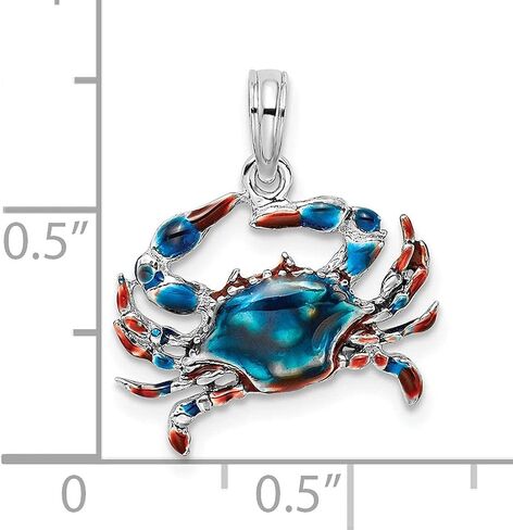 925 Sterling Nautical Sea Life Charm, Polished Enameled Blue Crab Pendant in Kuwait