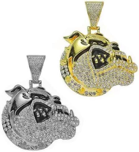 Gold Silver Plated Bull Dog Bulldog Head Large Charm Pendant Iced Bling Cubic Zirconia Hip Hop Style Jewelry in Kuwait