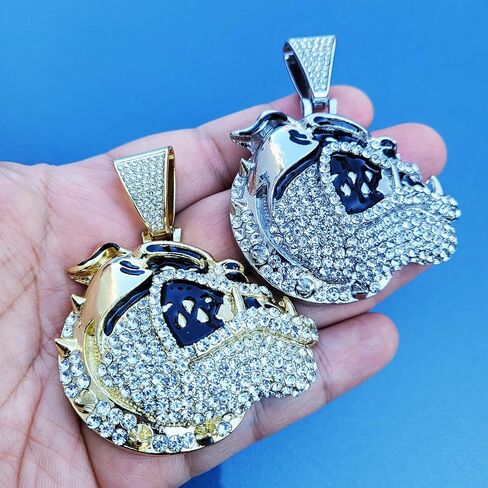 Gold Silver Plated Bull Dog Bulldog Head Large Charm Pendant Iced Bling Cubic Zirconia Hip Hop Style Jewelry in Kuwait