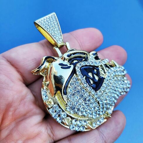 Gold Silver Plated Bull Dog Bulldog Head Large Charm Pendant Iced Bling Cubic Zirconia Hip Hop Style Jewelry in Kuwait