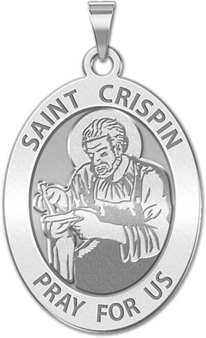PicturesOnGold.com Saint Crispin OVAL Religious Medal - 1/2 X 2/3 Inch Size of Dime, Sterling Silver in Kuwait