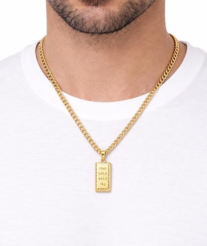 10K Yellow Gold Bar Shape Pendant Gold Bar Charm 1.4 in in Saudi Arabia