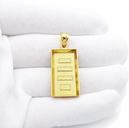10K Yellow Gold Bar Shape Pendant Gold Bar Charm 1.4 in in Saudi Arabia