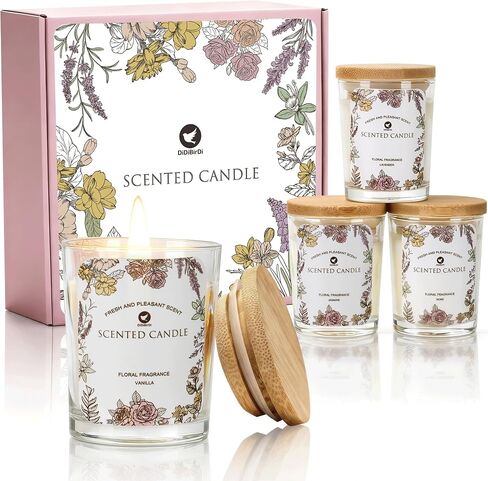 مجموعة شموع معطرة مكونة من 4 قطع، شموع شمع الصويا - الورد، الفانيليا، الياسمين، لأعياد الميلاد، وحفلات الزفاف، أو أي لحظة رومانسية من الاسترخاء in Kuwait