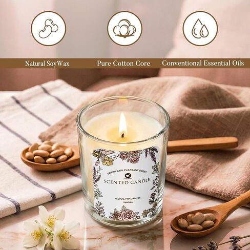 مجموعة شموع معطرة مكونة من 4 قطع، شموع شمع الصويا - الورد، الفانيليا، الياسمين، لأعياد الميلاد، وحفلات الزفاف، أو أي لحظة رومانسية من الاسترخاء in Kuwait